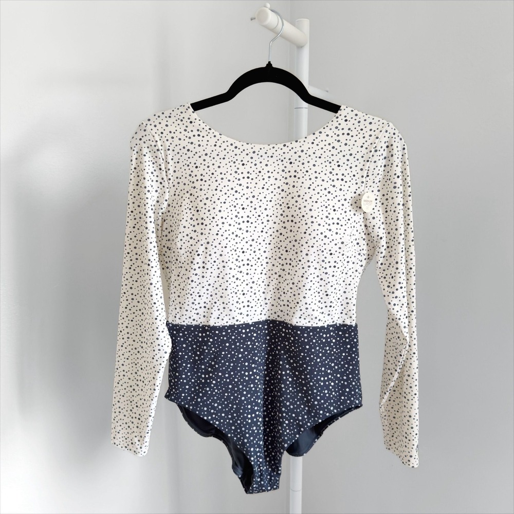 CALIA $75 One Piece Swimsuit Size 8 (NEW) Navy Blue Polka Dot